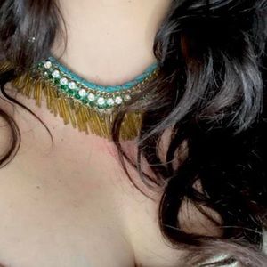 Gold and teal Anthropologie necklace